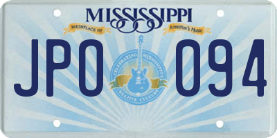 MS license plate JPO094