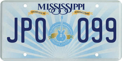 MS license plate JPO099