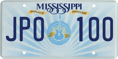 MS license plate JPO100