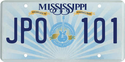 MS license plate JPO101