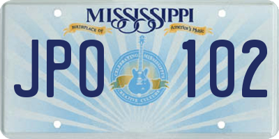 MS license plate JPO102