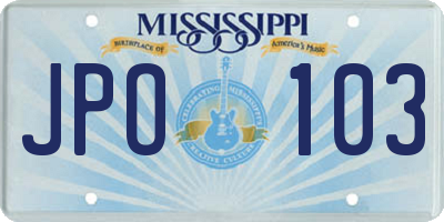 MS license plate JPO103