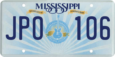 MS license plate JPO106