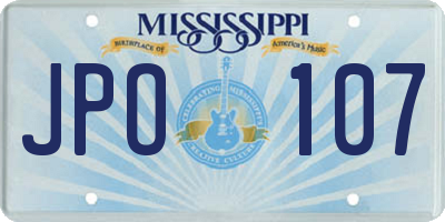 MS license plate JPO107