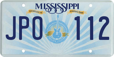 MS license plate JPO112
