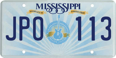 MS license plate JPO113
