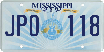 MS license plate JPO118