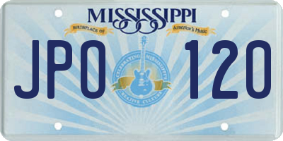 MS license plate JPO120