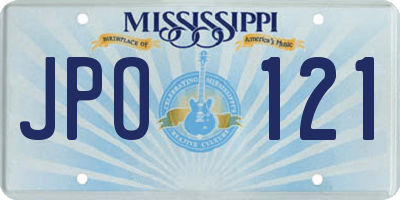 MS license plate JPO121
