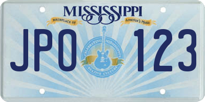 MS license plate JPO123