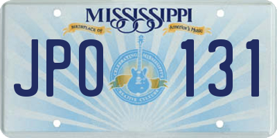 MS license plate JPO131