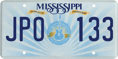 MS license plate JPO133