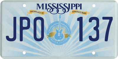 MS license plate JPO137