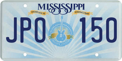 MS license plate JPO150