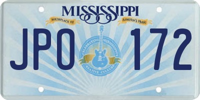 MS license plate JPO172