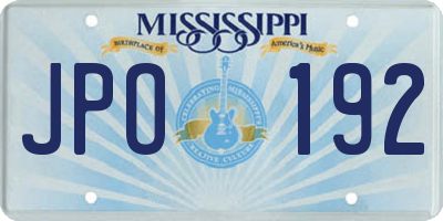 MS license plate JPO192