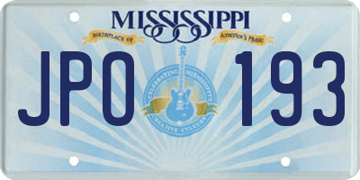 MS license plate JPO193