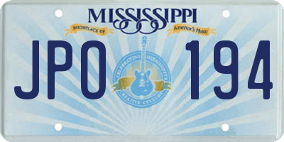 MS license plate JPO194