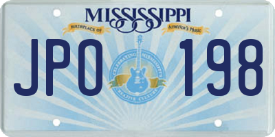 MS license plate JPO198