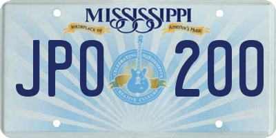 MS license plate JPO200