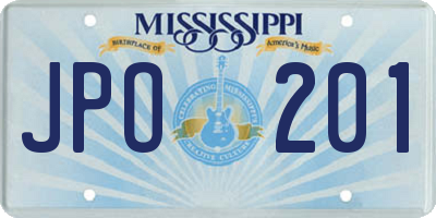 MS license plate JPO201