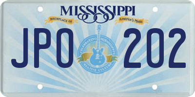 MS license plate JPO202