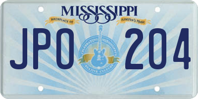 MS license plate JPO204