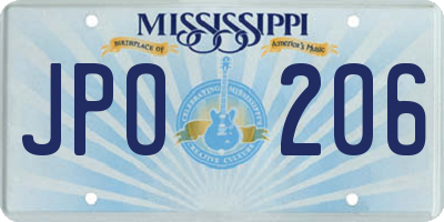 MS license plate JPO206