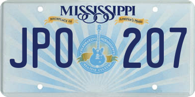 MS license plate JPO207