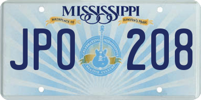 MS license plate JPO208