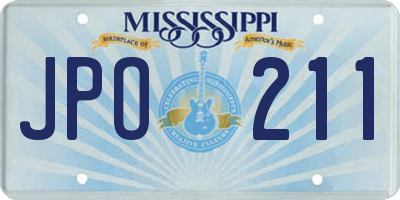 MS license plate JPO211
