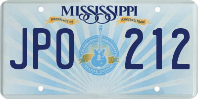 MS license plate JPO212