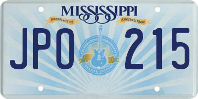 MS license plate JPO215