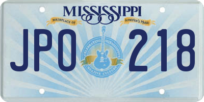 MS license plate JPO218