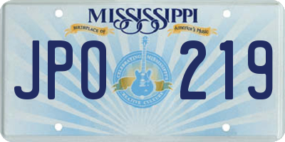 MS license plate JPO219