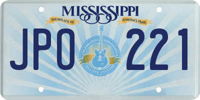 MS license plate JPO221