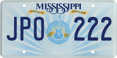 MS license plate JPO222