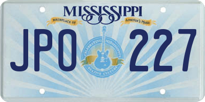 MS license plate JPO227