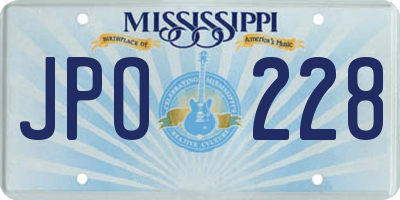 MS license plate JPO228