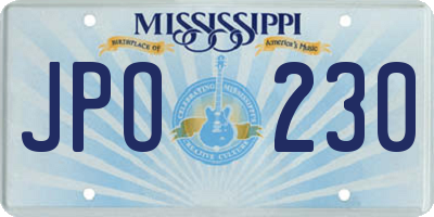 MS license plate JPO230