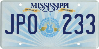 MS license plate JPO233