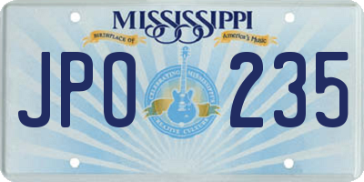 MS license plate JPO235