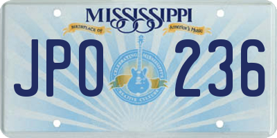 MS license plate JPO236
