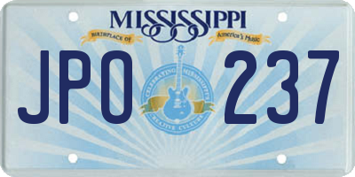 MS license plate JPO237