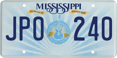 MS license plate JPO240