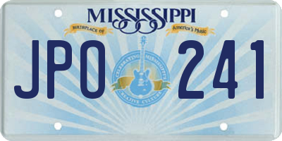 MS license plate JPO241