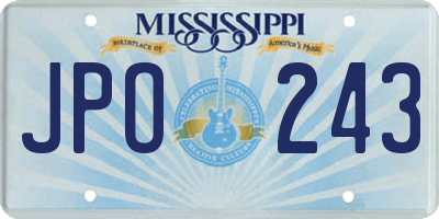 MS license plate JPO243