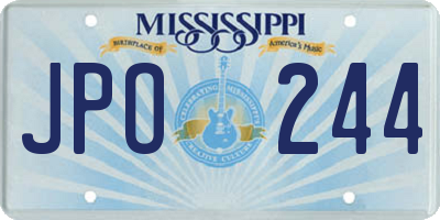 MS license plate JPO244