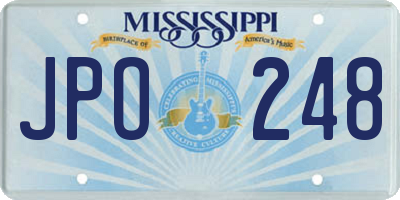 MS license plate JPO248