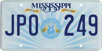 MS license plate JPO249